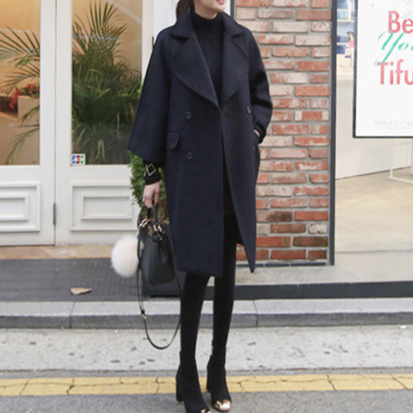 Модерно дамско палто със  7/8 ръкав широк модел 