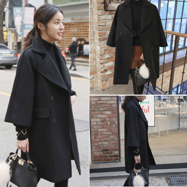 Модерно дамско палто със  7/8 ръкав широк модел 