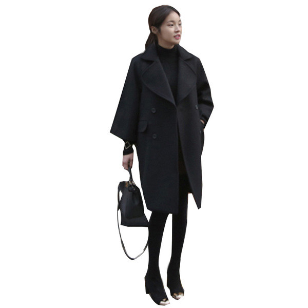 Модерно дамско палто със  7/8 ръкав широк модел 