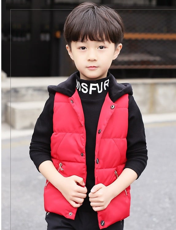 Eжедневен детски елек за момчета с качулка