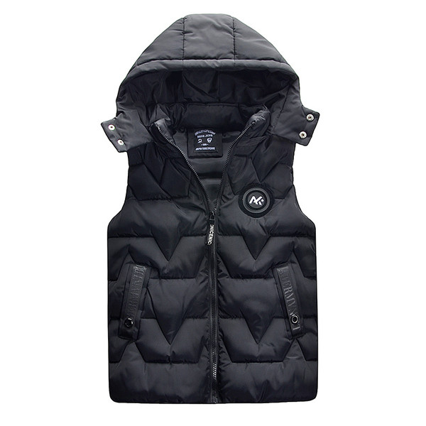 Детски небрежен елек за момчета с качулка и висока яка в три цвята