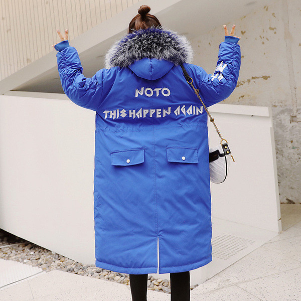 Дамско дълго яке в три цвята с цветен пух