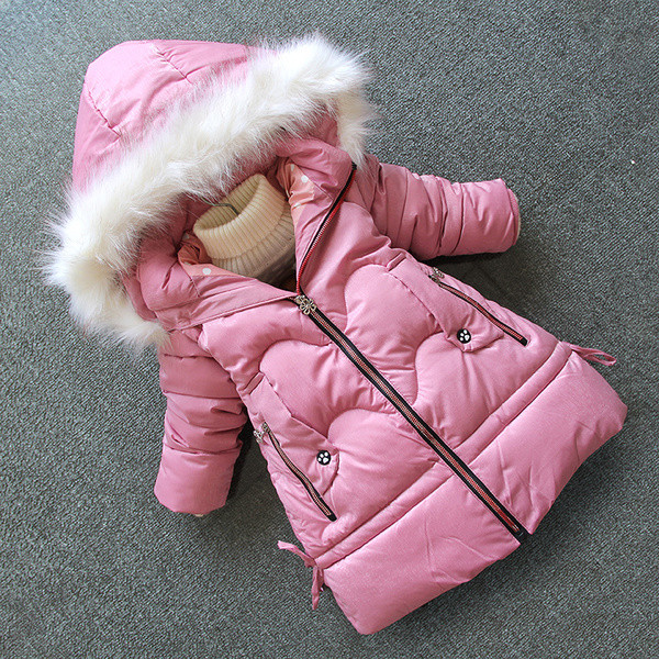 Зимно детско яке с качулка и пух в четири цвята