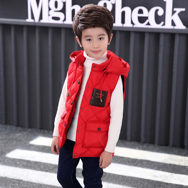 Детски елек за момчета с кожен джоб в два цвята 