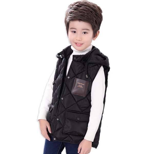 Детски елек за момчета с кожен джоб в два цвята 