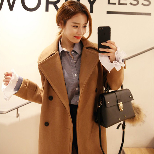 Стилно дамско палто дълъг модел с V-образна яка в два  цвята 