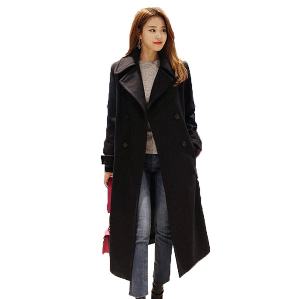 Стилно дамско палто дълъг модел с V-образна яка в два  цвята 