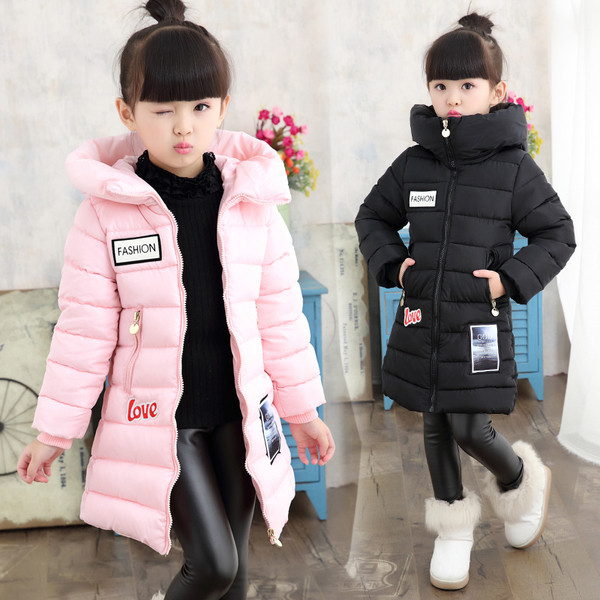 Актуален модел детско зимно яке за момичета с апликация в три цвята