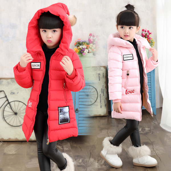 Актуален модел детско зимно яке за момичета с апликация в три цвята