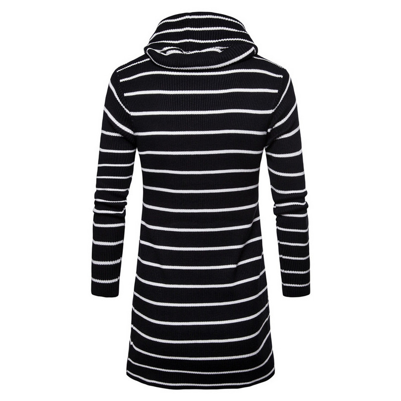 Раирана мъжка дълга жилетка с качулка в три цвята