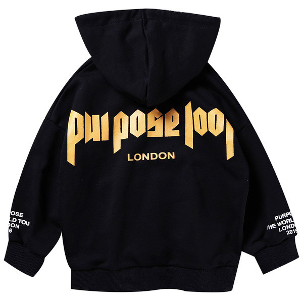 Суичър за момчета в черен цвят с надпис