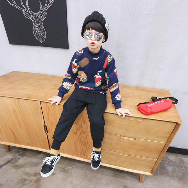 Pulover pentru copii cu guler în formă de O de culoare închisă