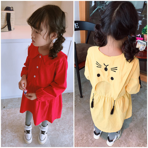 Rochie moderna pentru copii cu broderie colorata in doua culori