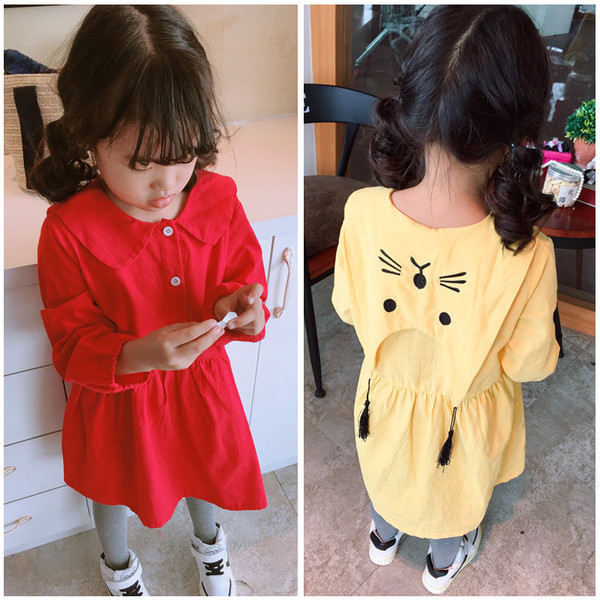 Rochie moderna pentru copii cu broderie colorata in doua culori