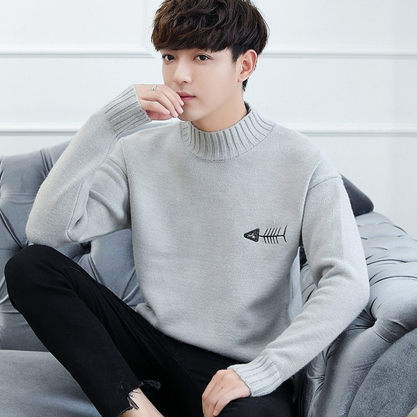 Pulover barbatesc modern cu broderie in diferite culori