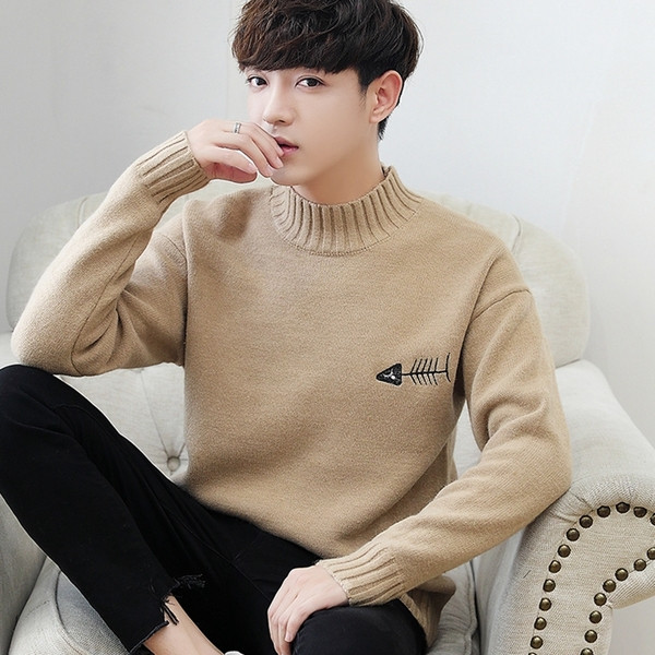 Pulover barbatesc modern cu broderie in diferite culori