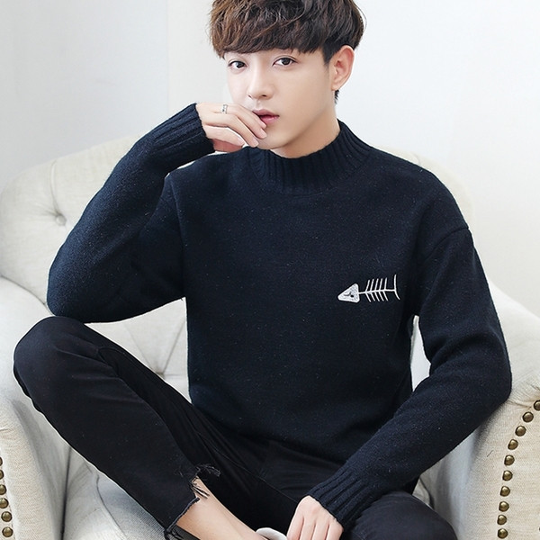 Pulover barbatesc modern cu broderie in diferite culori