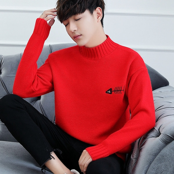 Pulover barbatesc modern cu broderie in diferite culori