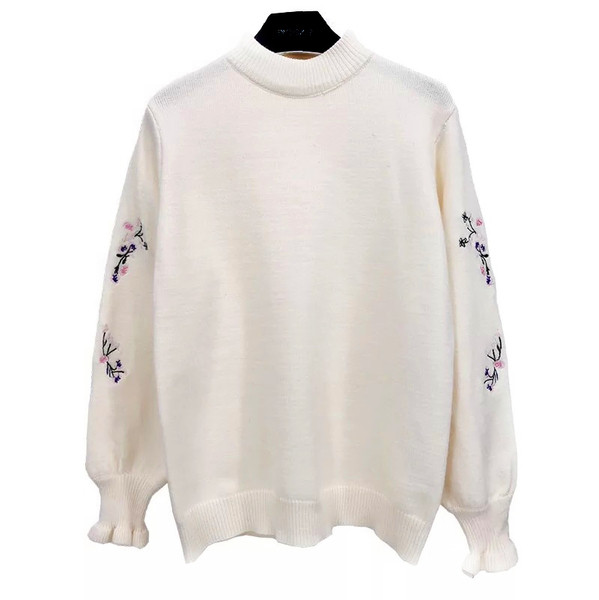 Pulover elegant de dama cu broderie in cinci culori