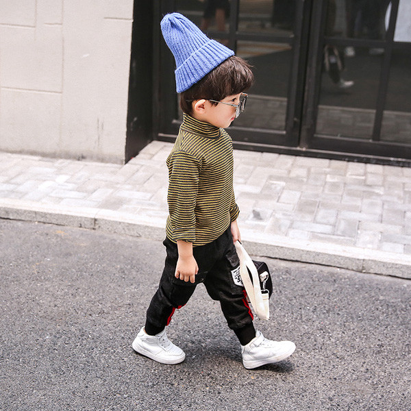 Bluza pentru copii cu dungi pentru baieti cu guler inalt