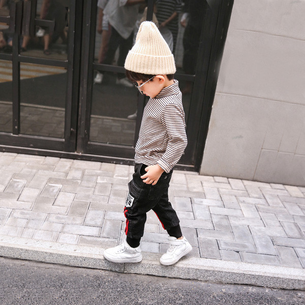 Bluza pentru copii cu dungi pentru baieti cu guler inalt