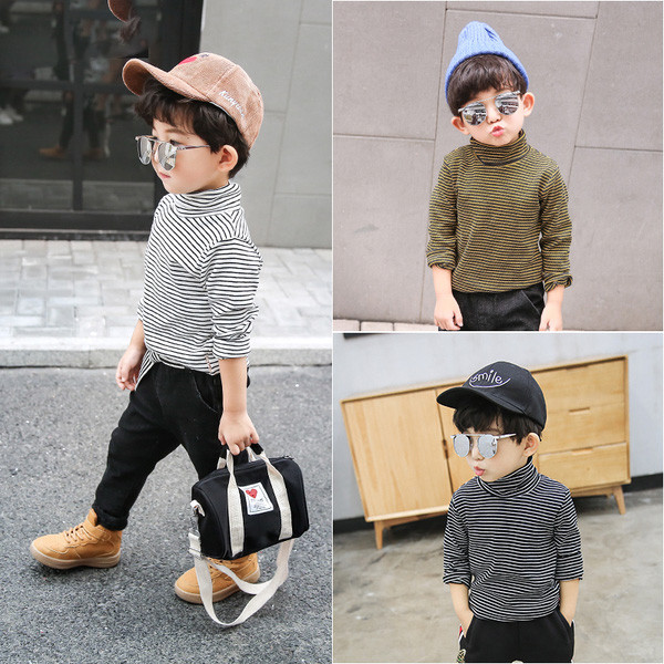 Bluza pentru copii cu dungi pentru baieti cu guler inalt