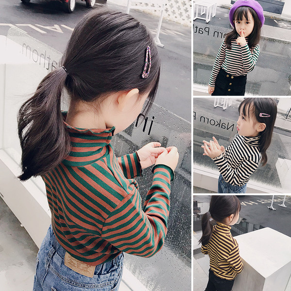 Bluza pentru copii cu dungi in mai multe culori cu guler inalt