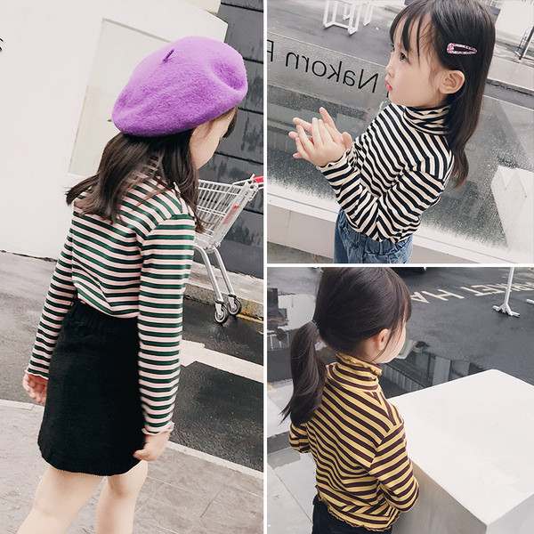 Bluza pentru copii cu dungi in mai multe culori cu guler inalt