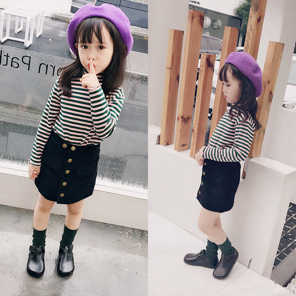 Bluza pentru copii cu dungi in mai multe culori cu guler inalt