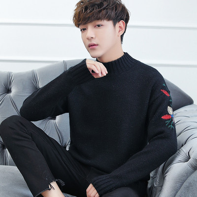 Pulover barbatesc modern cu elemente florale pe maneci in mai multe culori