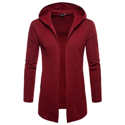 Ежедневна мъжка жилетка с качулка в черен, червен и бял цвят