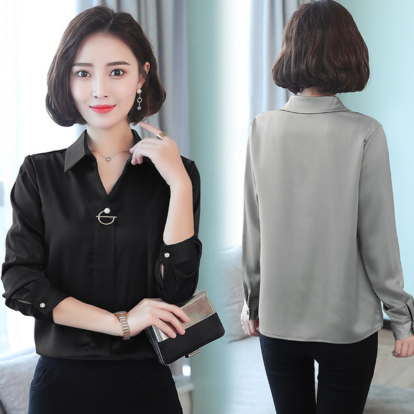 Cămașă elegantă de damă cu decolteu în V în mai multe culori