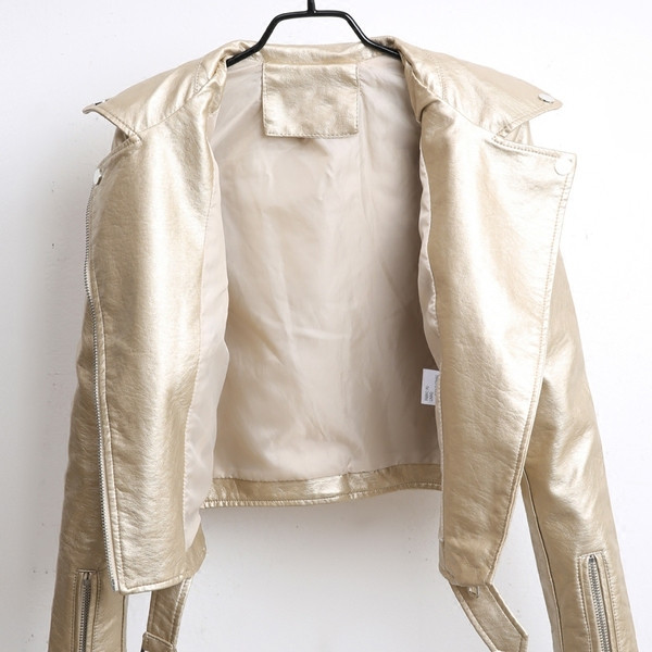 Geaca de dama moderna pentru toamna din piele ecologica cu fermoare in cinci culori