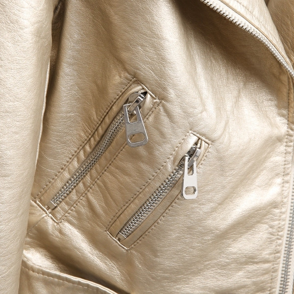 Geaca de dama moderna pentru toamna din piele ecologica cu fermoare in cinci culori