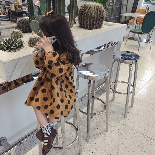 Rochie moderna pentru copii cu buline model lat in doua culori