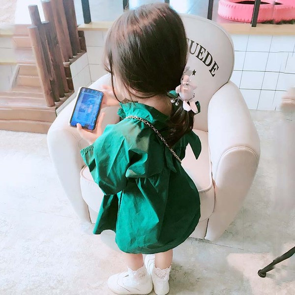 Rochie copii model lat de culoare verde