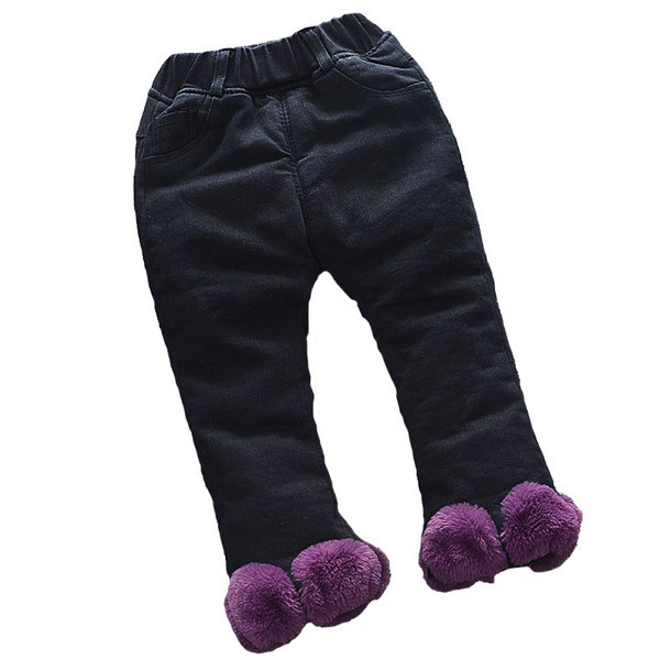 Blugi moderni de iarna pentru copii cu puf intr-o culoare inchisa