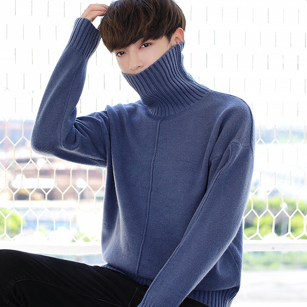 Pulover casual barbatesc cu guler inalt in diferite culori