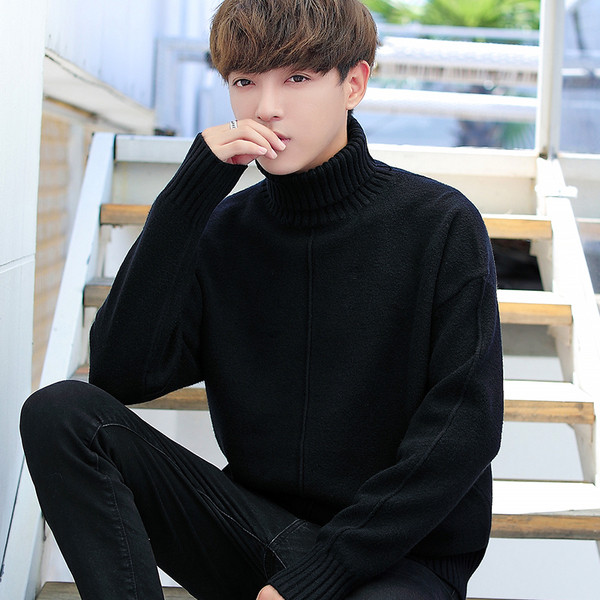 Pulover casual barbatesc cu guler inalt in diferite culori