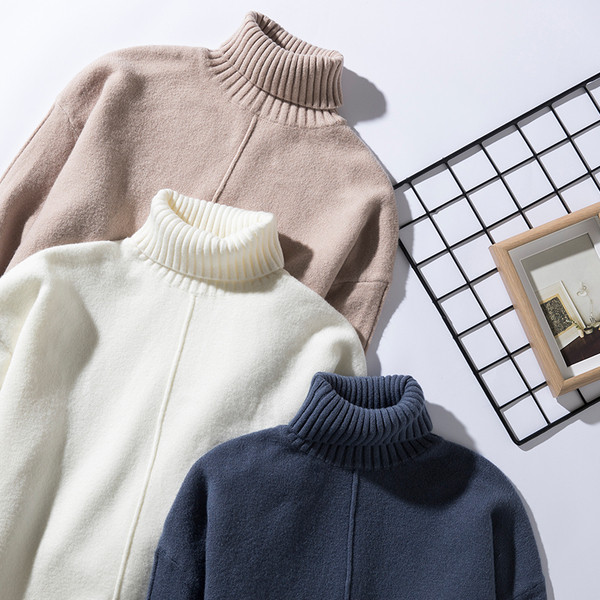 Pulover casual barbatesc cu guler inalt in diferite culori