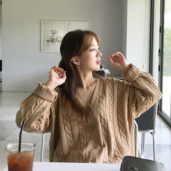 Cardigan casual dama cu nasturi si decolteu in V