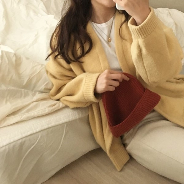 Cardigan modern moale de dama de culoare galbena