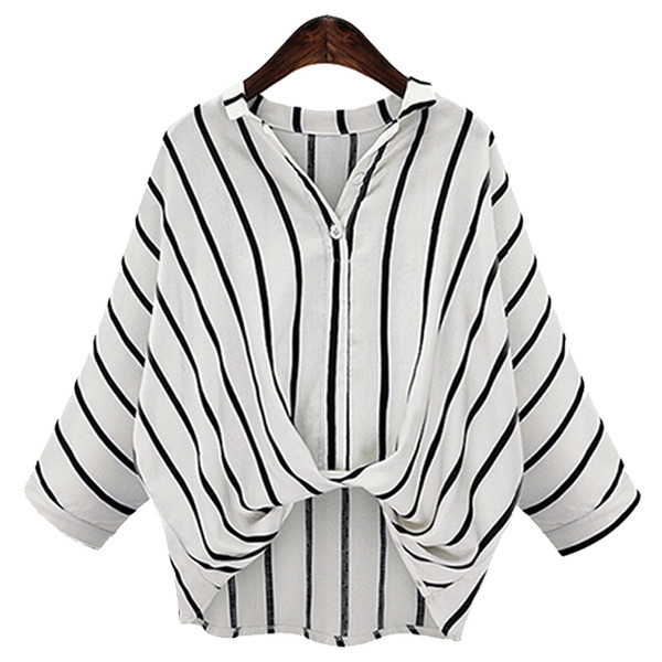 Cămașă de damă în dungi alb-negru