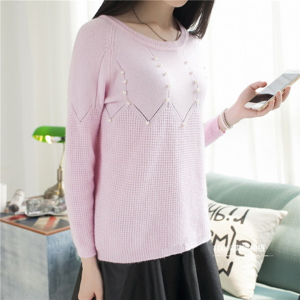 Pulover elegant de dama decorat cu perle in mai multe culori