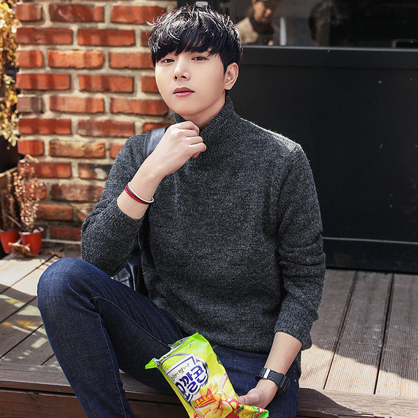 Pulover barbatesc uni cu guler inalt in trei culori