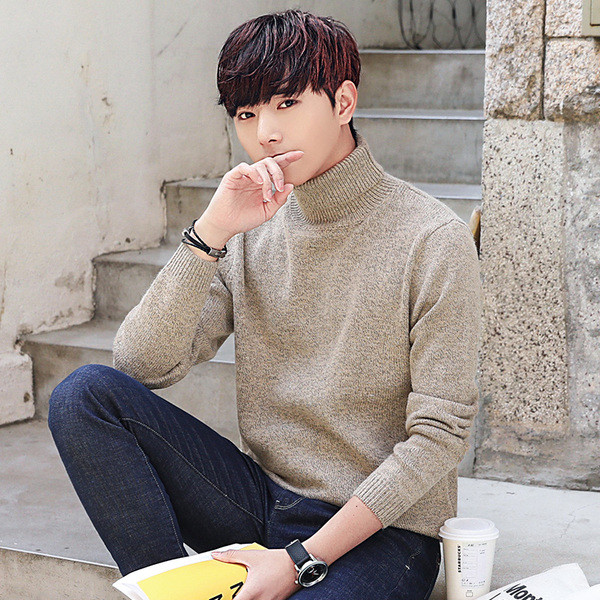 Pulover barbatesc uni cu guler inalt in trei culori