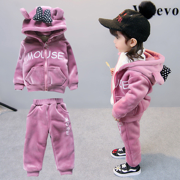 Παιδικό χειμωνιάτικο σετ - φούτερ και παντελόνι με επιγραφή και κορδέλα