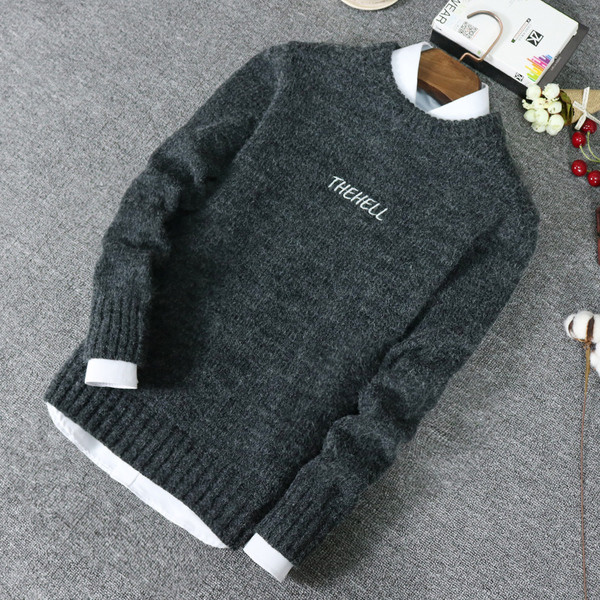 Pulover moale pentru bărbați elegant, cu inscripție în mai multe culori