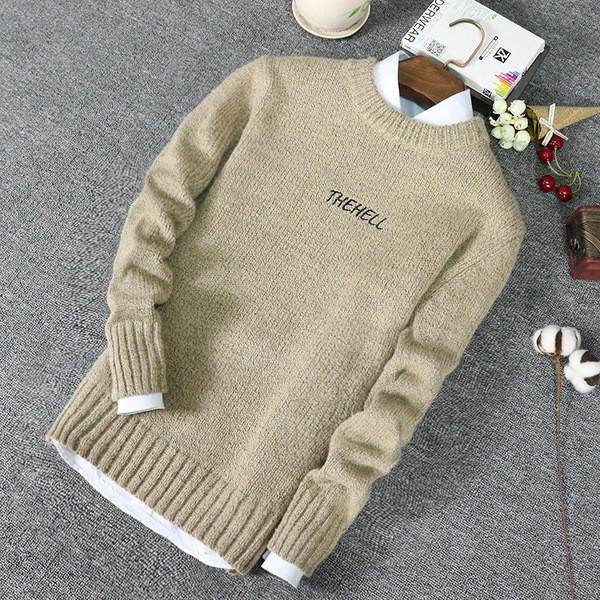 Pulover moale pentru bărbați elegant, cu inscripție în mai multe culori