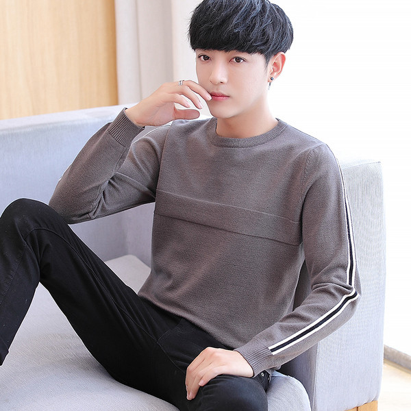 Pulover casual barbatesc cu benzi laterale in trei culori